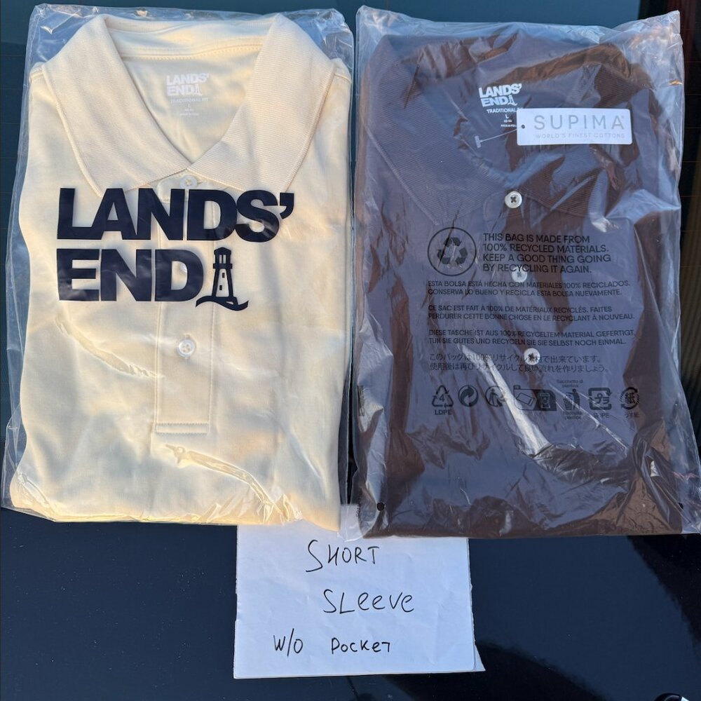 2 Pack Men’s Large Lands’ End Polo – Supima Cotton, Short Sleeve, Classic Busine